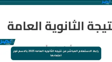 رابط الاستعلام المباشر عن نتيجة الثانوية العامة 2025 بالاسم فور اعتمادها